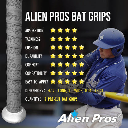 Bat Grip Tape for Baseball 1.1 MM (2 Pack) - Precut and Pro Quality Bat Tape - Wrap Your Bat for an Epic Home Run - Replacement for Old Baseball Bat Grip